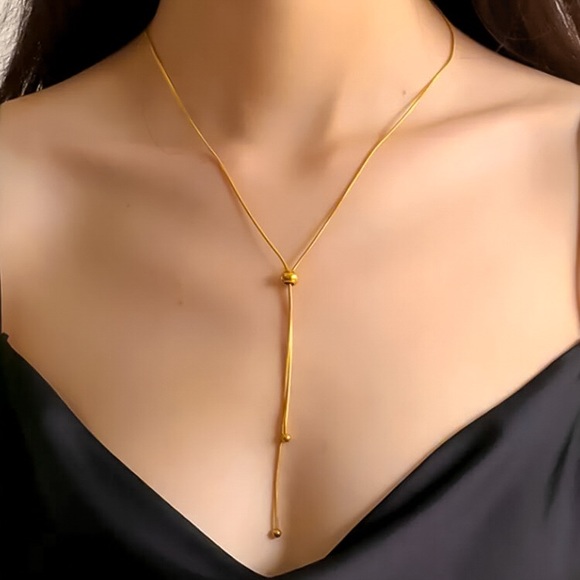 🔵𝟲𝟱%𝗢𝗙𝗙 𝗯𝘂𝗻𝗱𝗹𝗲𝘀 𝟯+🔵 NEW Adjustable Stainless Steel Lariat Necklace - Picture 10 of 15